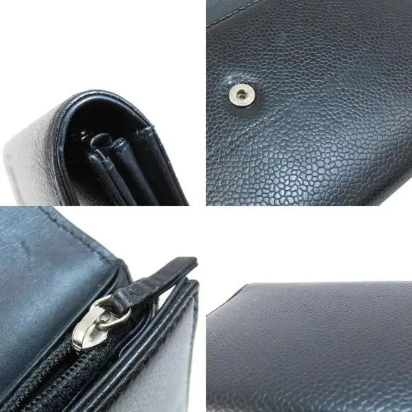 CHANEL Black Caviar Leather Logo Wallet - Picture 9 of 11